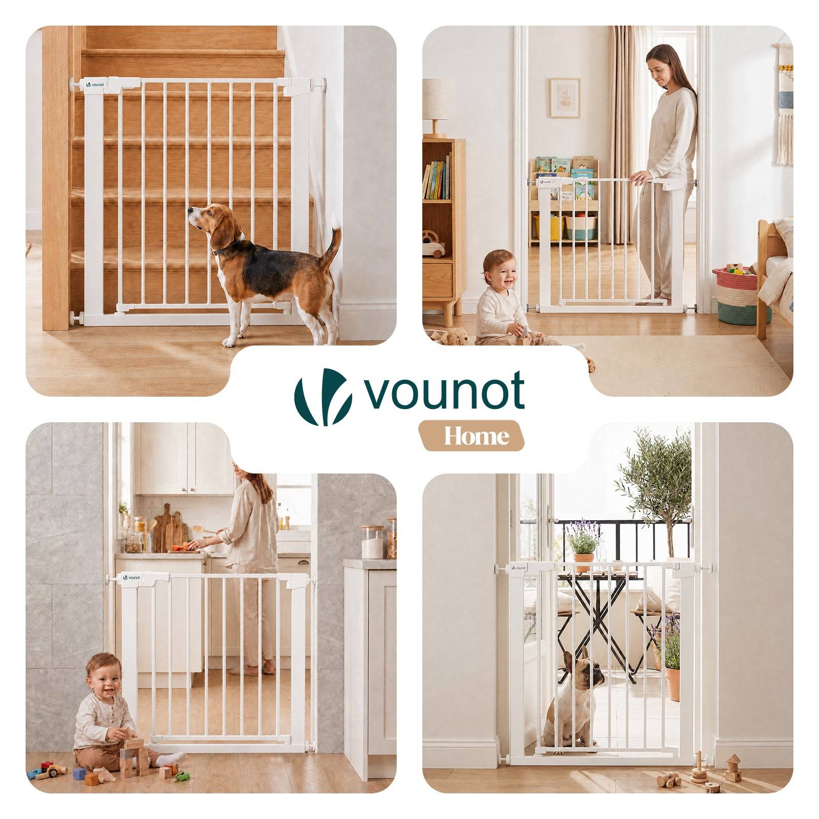 Vounot - Barriere de securite a pression sans percage Largeur 75-82cm Metal blanc - Image 7