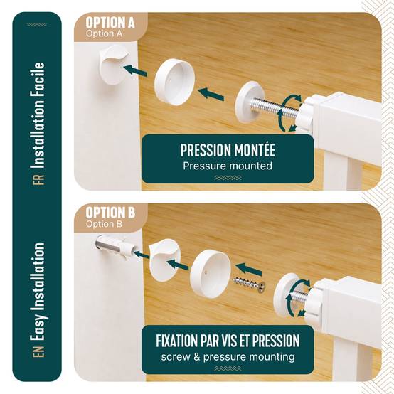 Vounot - Barriere de securite a pression sans percage Largeur 75-82cm Metal blanc - Image 5