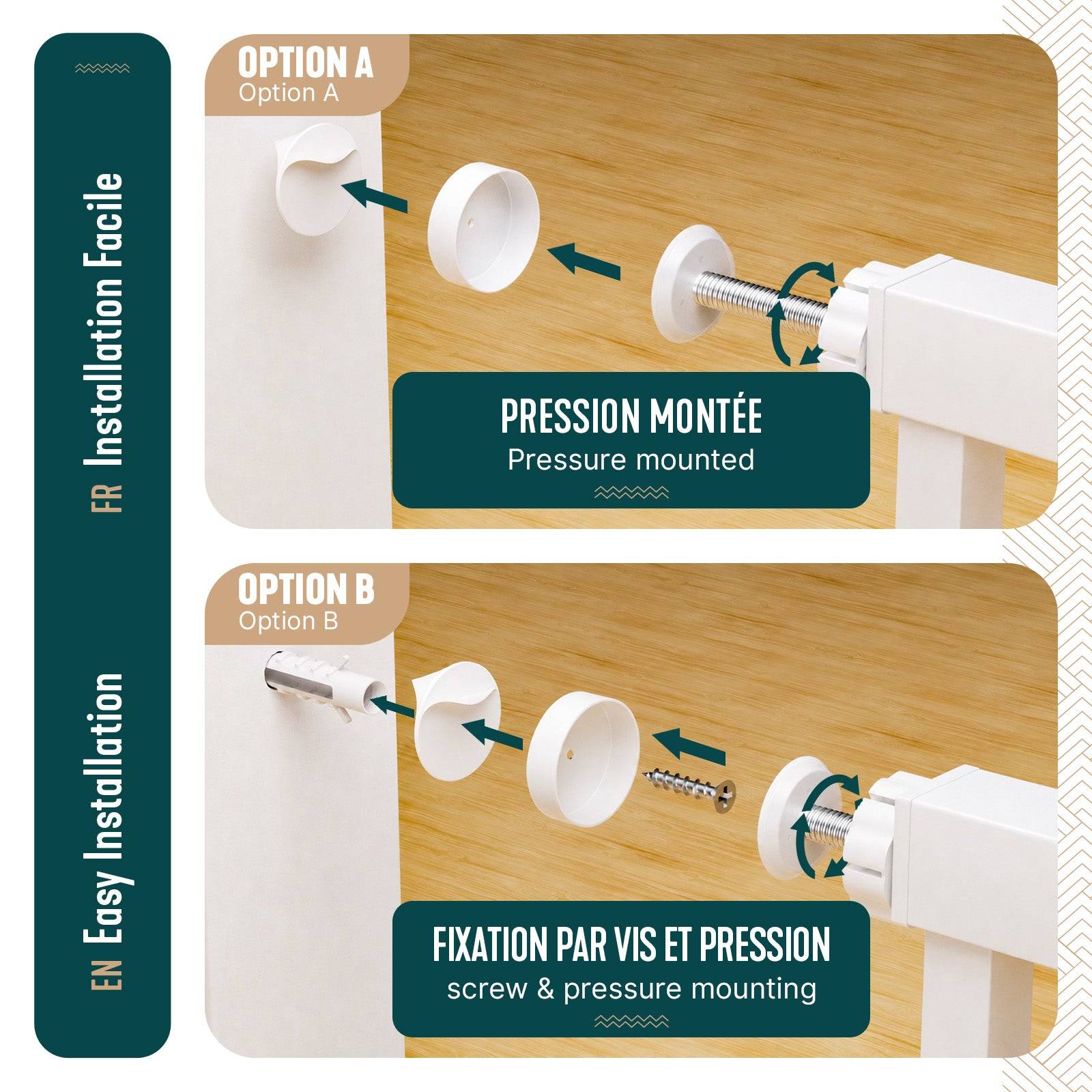 Vounot - Barriere de securite a pression sans percage Largeur 75-82cm Metal blanc - Image 5