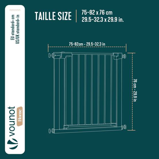 Vounot - Barriere de securite a pression sans percage Largeur 75-82cm Metal blanc - Image 3