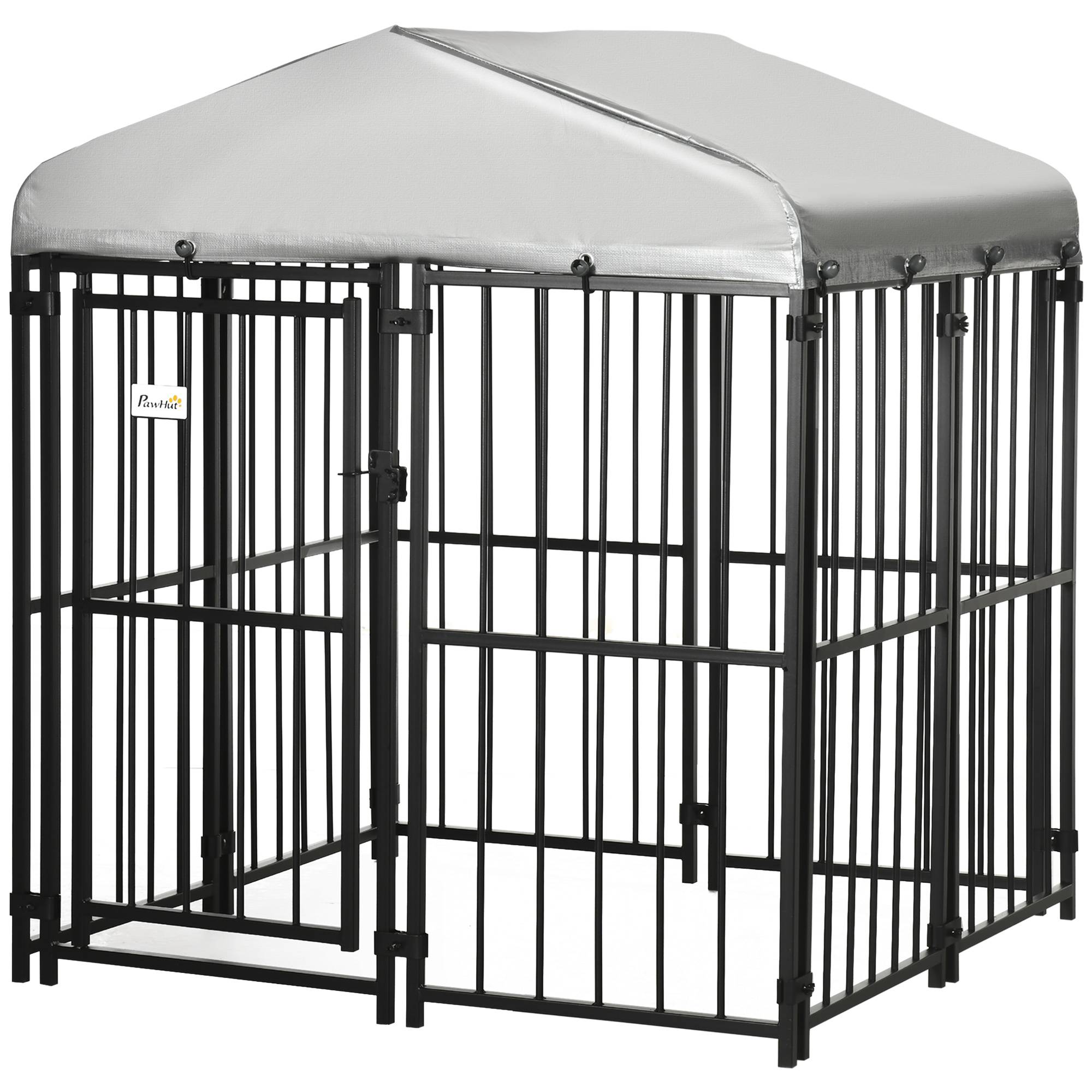 Enclos pour chiens de petite et moyenne taille, poules et canards avec toit, 122 x 122 x 13 cm - Image 2