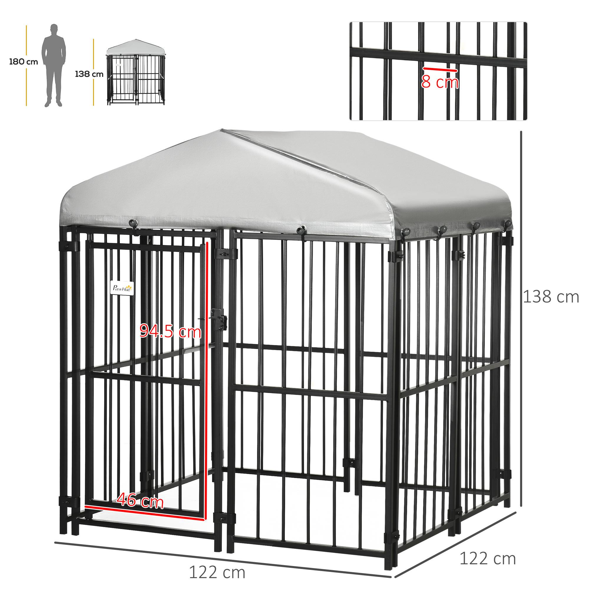 Enclos pour chiens de petite et moyenne taille, poules et canards avec toit, 122 x 122 x 13 cm - Image 5