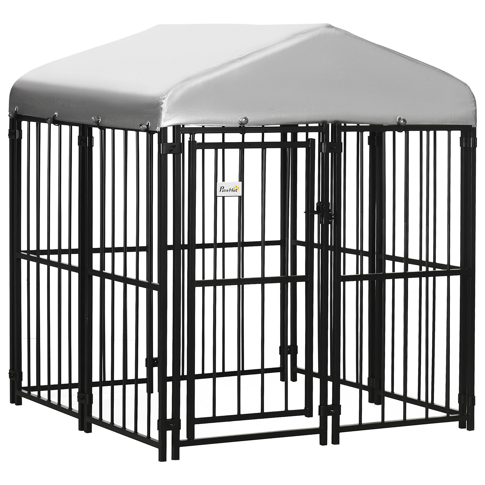Enclos pour chiens de petite et moyenne taille, poules et canards avec toit, 122 x 122 x 13 cm - Image 1