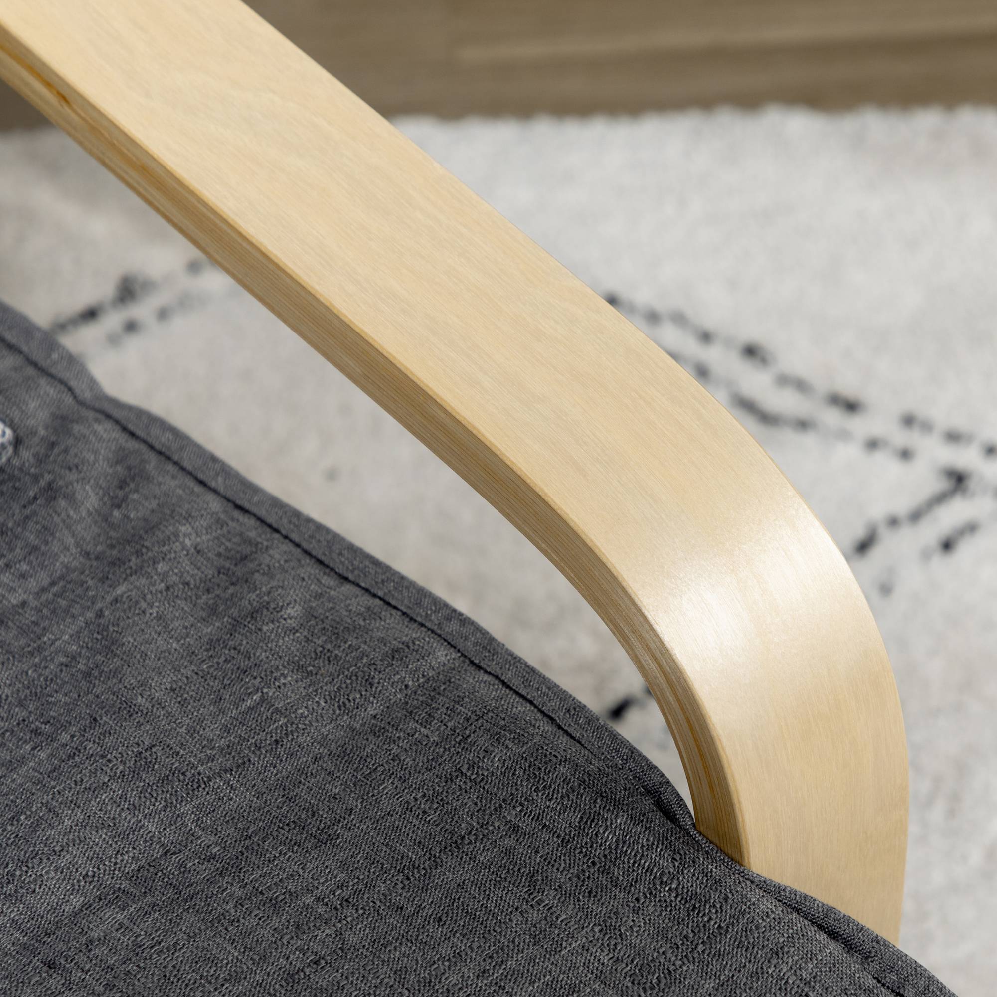 Fauteuil d'appoint inclinable avec repose-pieds réglable, structure en bois de bouleau, jusqu'à 120 kg, 66,5 x 94 x 100 cm, gris - Image 10