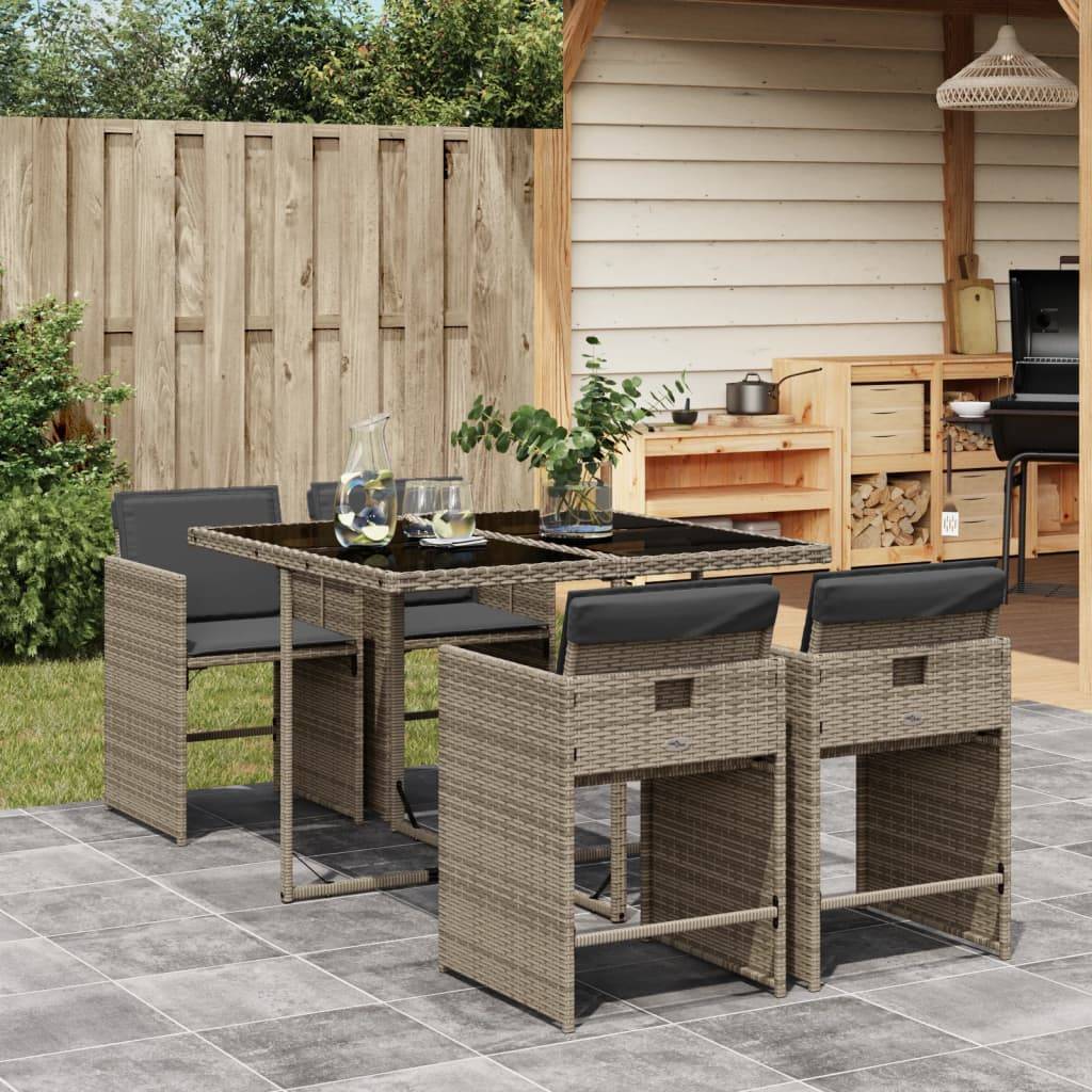 Vidaxl - Ensemble à manger de jardin 5 pcs coussins gris résine tressée vidaXL 3211076 - Image 1
