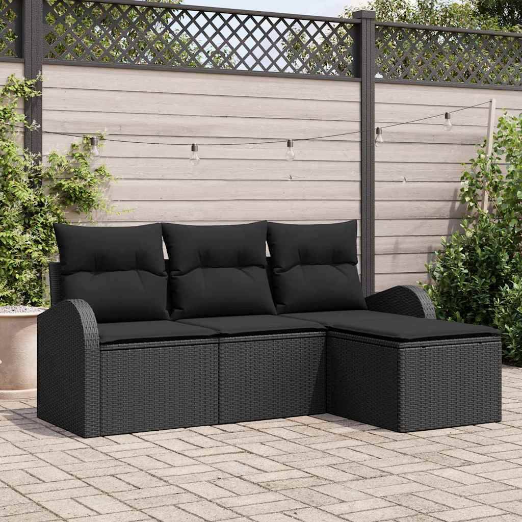 ComfortXL - Petit Salon de Jardin 4 Places Polyrotin Modulable avec Pouf pour Balcon Terrasse Noir – ComfortXL Outdoor Living