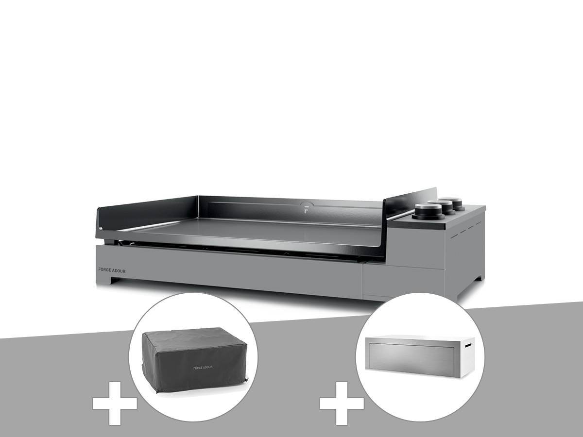 Forge Adour - Plancha gaz Premium 75 acier avec housse et couvercle pour plancha - Forge Adour