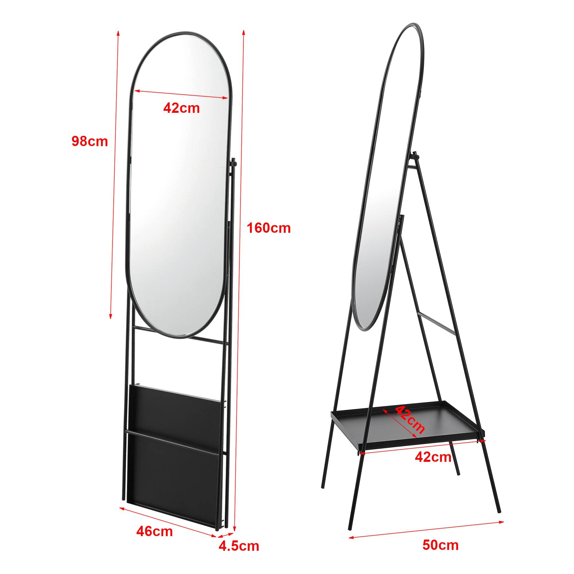 Miroir sur pied 160 x 46 x 50 cm noir - Image 2