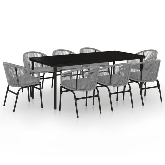 Grand Salon de Jardin 8P 200cm Rotin PVC Coussins Gris – ComfortXL Outdoor Living - Image 2