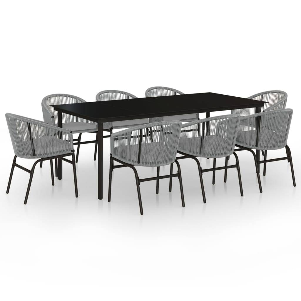 Grand Salon de Jardin 8P 200cm Rotin PVC Coussins Gris – ComfortXL Outdoor Living - Image 2
