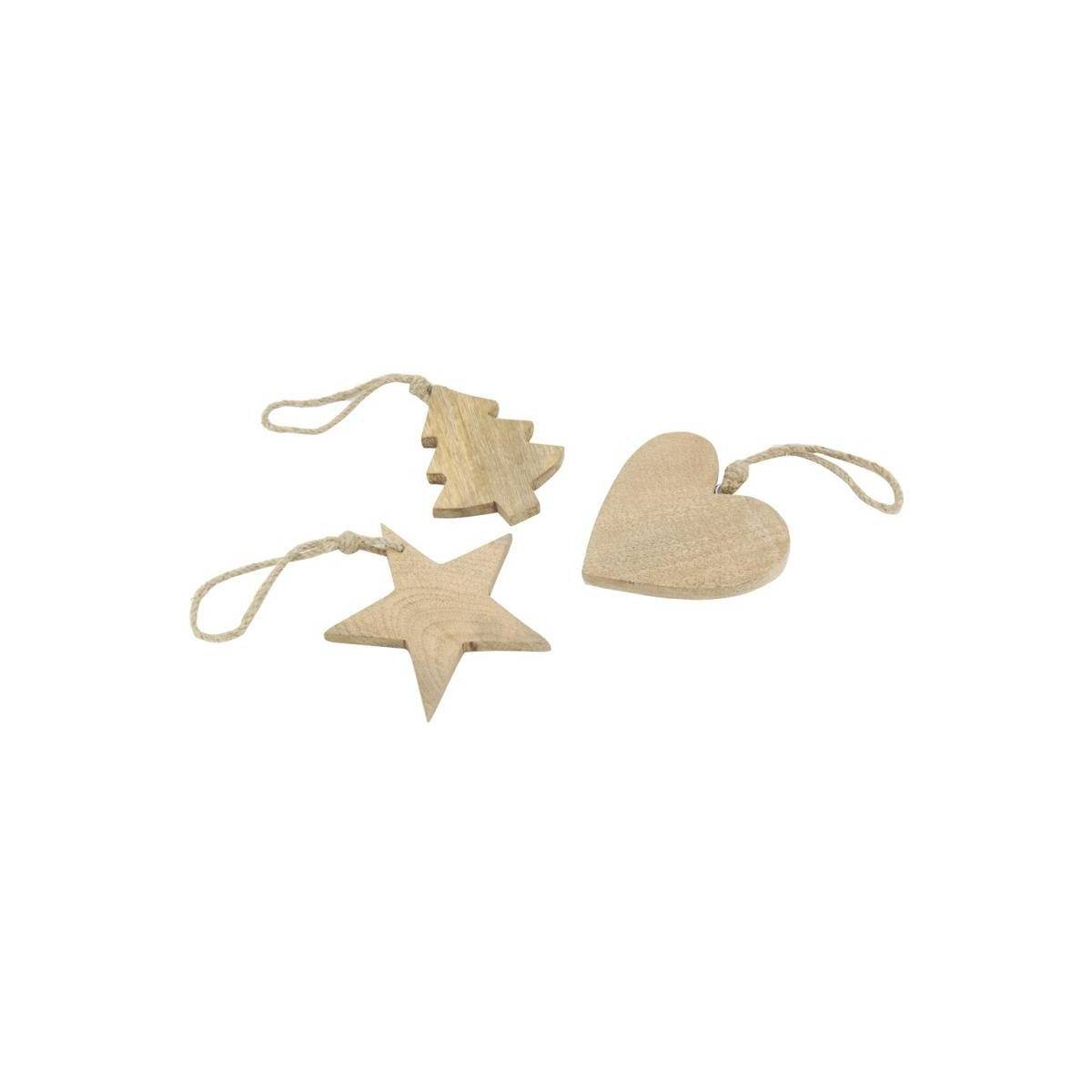 Aubry Gaspard - Suspensions de Noël en manguier naturel (lot de 3) - Image 1