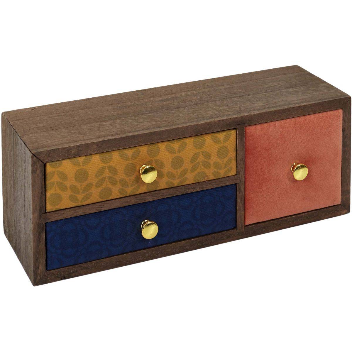 The Home Deco Factory - Petit rangement 3 tiroirs en velours coloré - Image 1