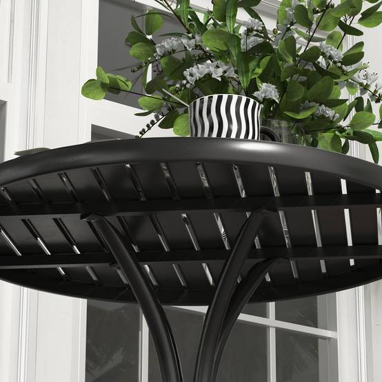 ComfortXL - Table de jardin ronde Acier galvanisé Balcon Plateau lattes Anti-rouille 66cm Noir - ComfortXL Outdoor Living - Image 10