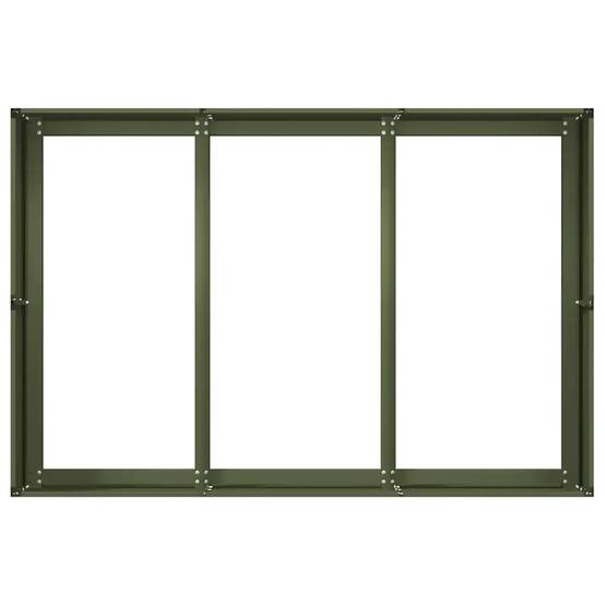 Jardinière rectangulaire extérieure moderne fond ouvert 120 x 80 x 40 cm en acier vert olive - Image 3