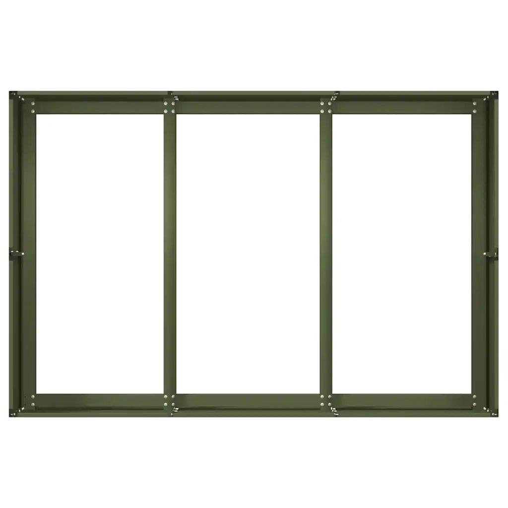 Jardinière rectangulaire extérieure moderne fond ouvert 120 x 80 x 40 cm en acier vert olive - Image 3