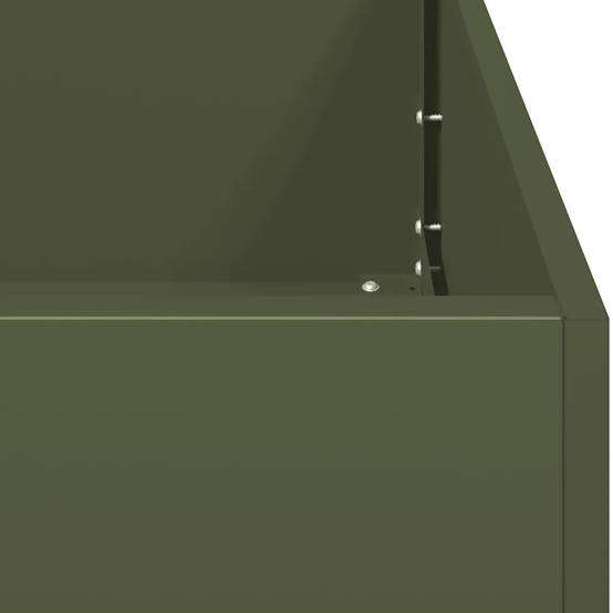 Jardinière rectangulaire extérieure moderne fond ouvert 120 x 80 x 40 cm en acier vert olive - Image 5