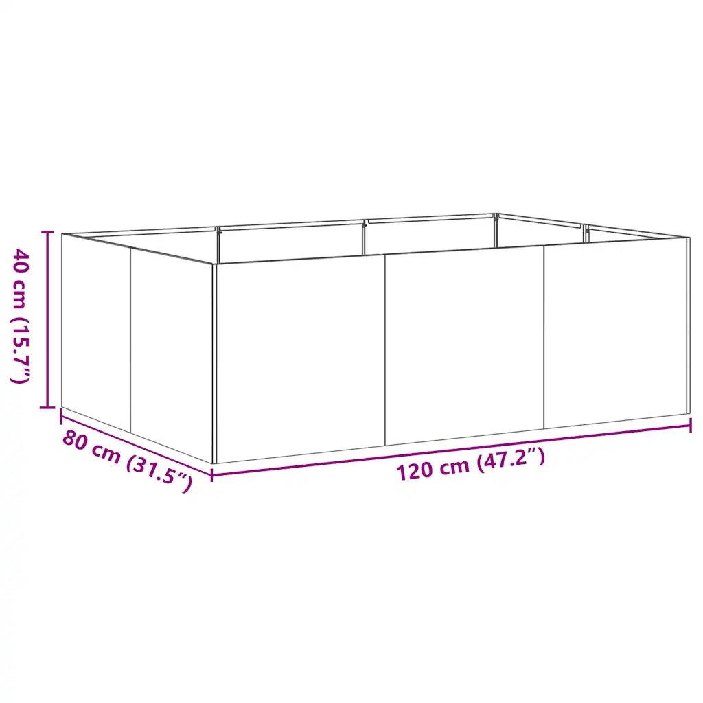 Jardinière rectangulaire extérieure moderne fond ouvert 120 x 80 x 40 cm en acier vert olive - Image 7
