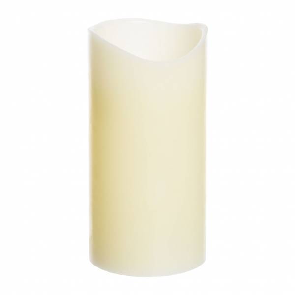 Bougie en cire naturelle Ivoire à piles 2 LED blanc chaud effet flamme H20cm L10cm Timer Lotti - Image 4