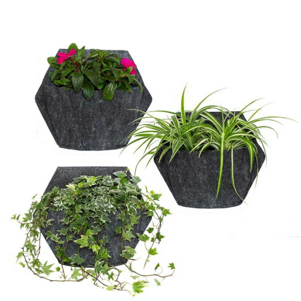 Pack de 3 pots muraux CitySens blancs avec couverture textile et arrosage automatique - Image 1
