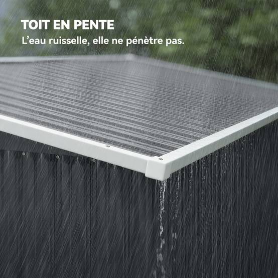 Sans Marque - Abri de jardin en métal cabane jardin extérieure triple porte verrouillable toit incliné aérations 234x132x185cm gris - Image 8