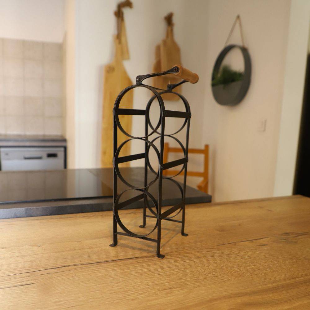 Porte trois bouteilles en métal noir 12 x 16 x 45 cm Chemin de campagne - Image 6