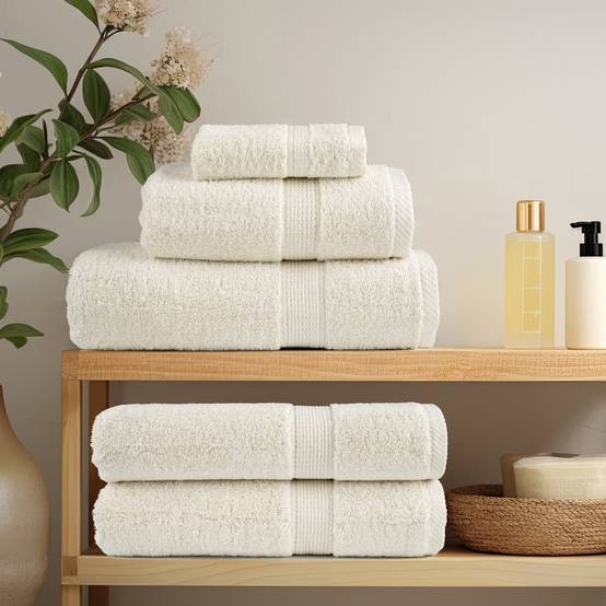 Nappe / serviette coton crème 70 x 140 cm - Prolenta premium p336.3 - Image 3