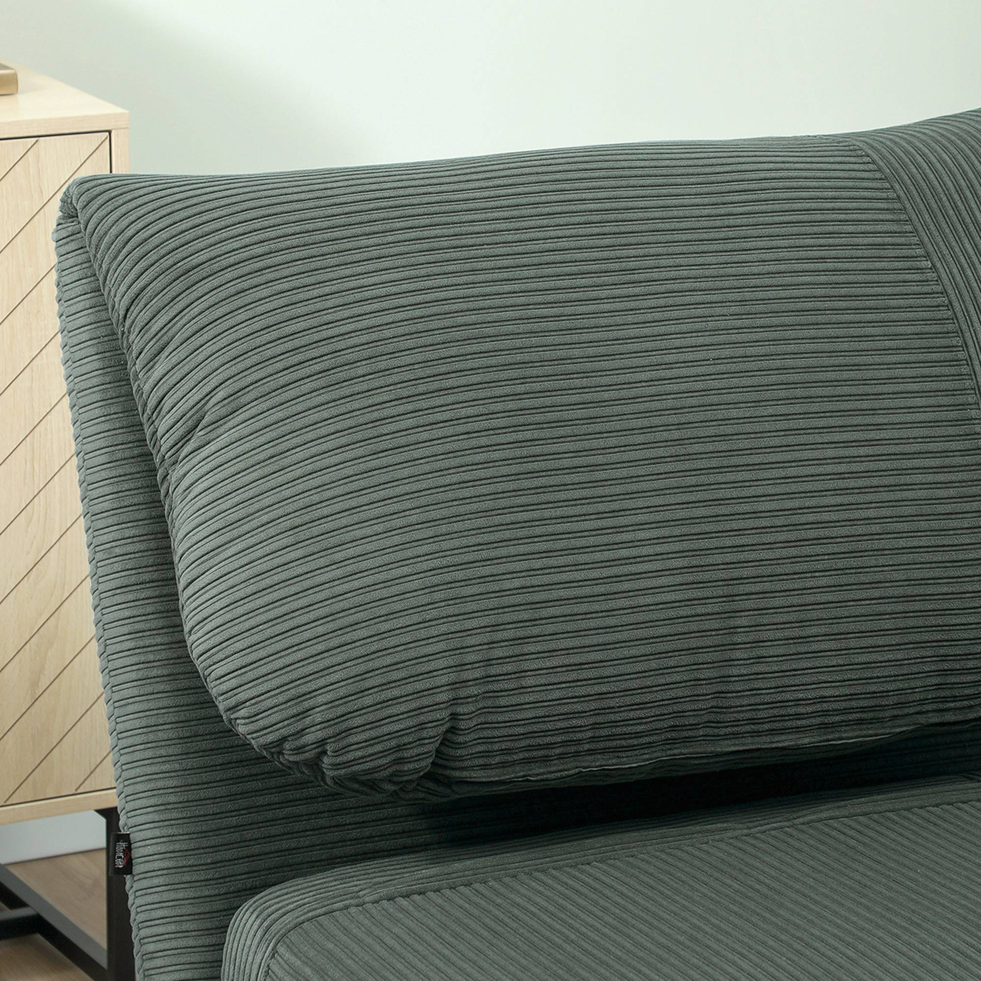 Fauteuil convertible 2 en 1 avec lit d'appoint, appui-tête réglable, aspect velours côtelé, 82 cm x 87 cm x 89 cm, vert - Image 10