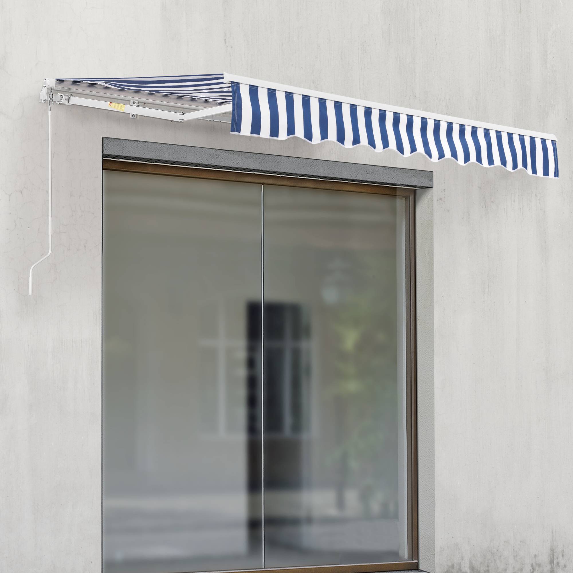 Store Banne Bitonto avec Manivelle 300 x 250 cm Bleu Blanc [en.casa] - Image 4