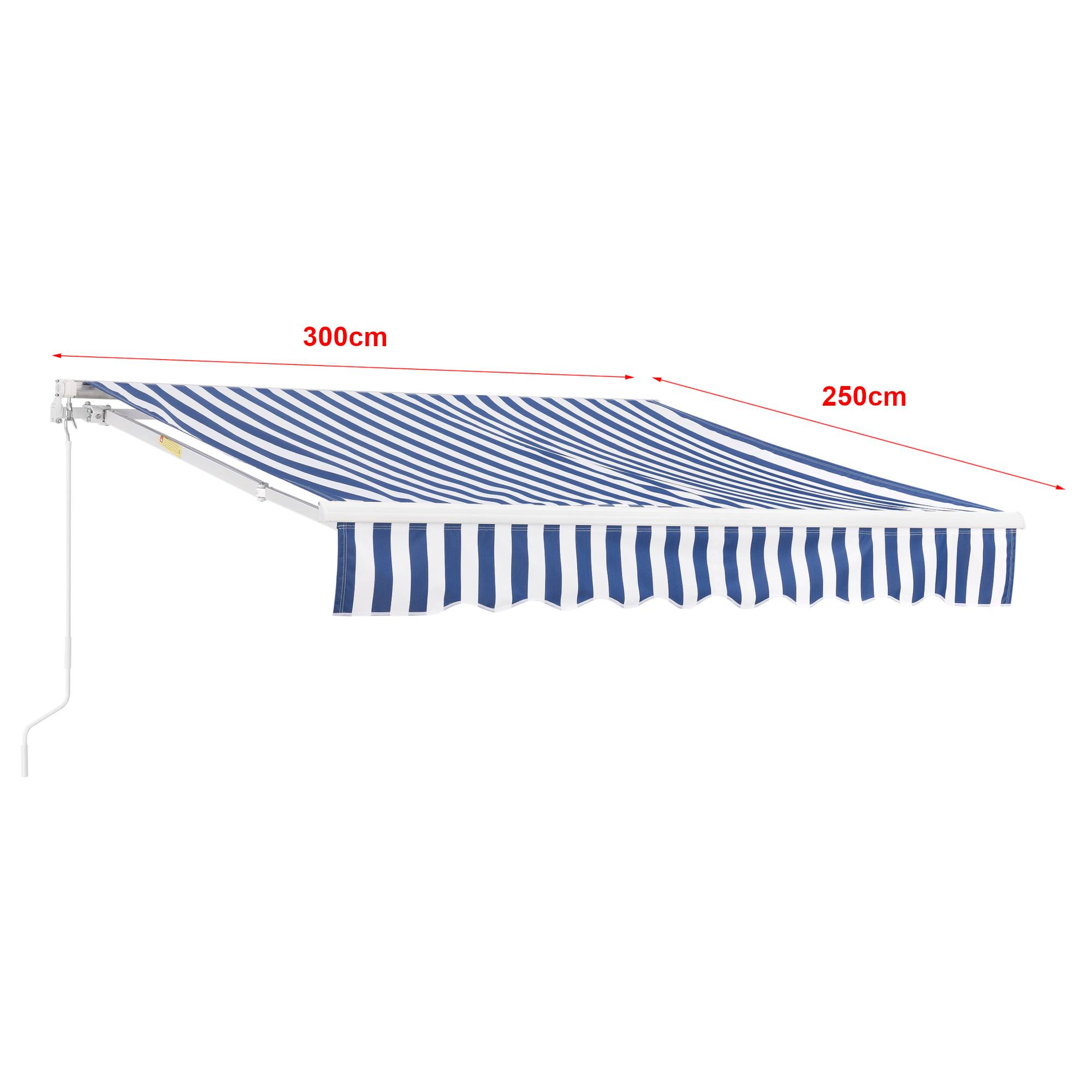 Store Banne Bitonto avec Manivelle 300 x 250 cm Bleu Blanc [en.casa] - Image 2