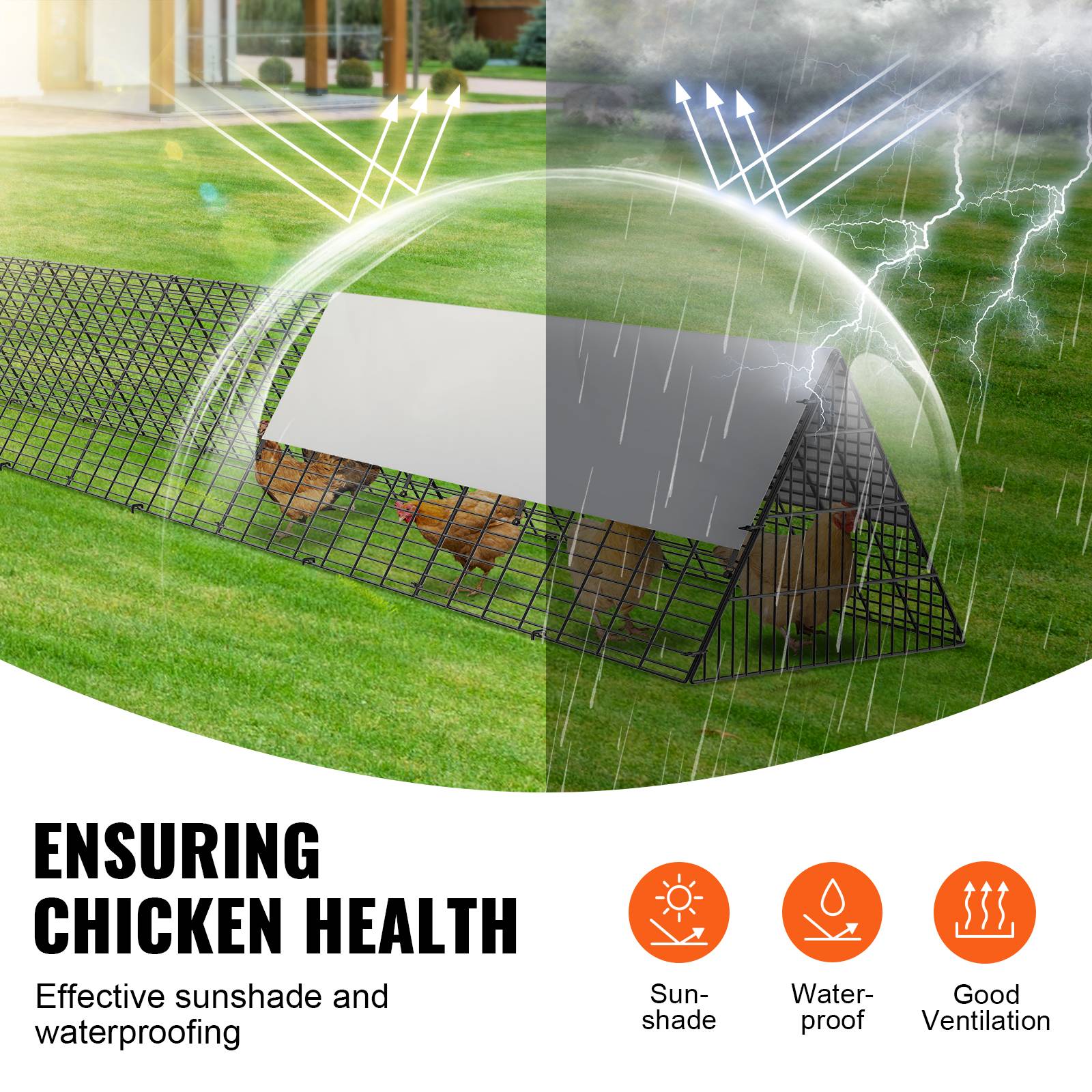 VEVOR Enclos poulailler, 600x400x61,5 cm, tunnels, portable. Cadres angle, pour poulets, canards, lapins. - Image 5