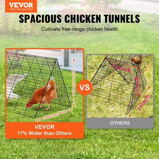 VEVOR Enclos poulailler, 600x400x61,5 cm, tunnels, portable. Cadres angle, pour poulets, canards, lapins. - Image 2