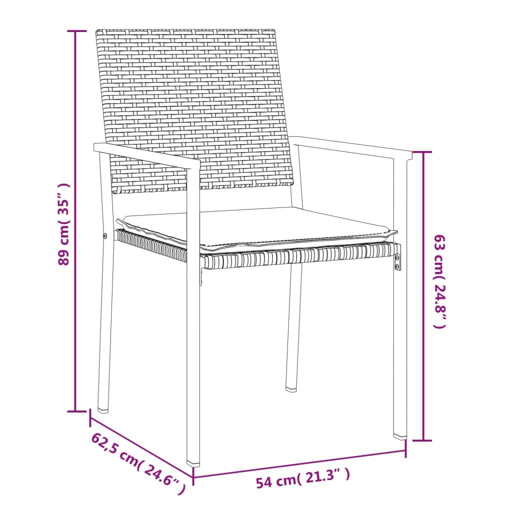 PANGIVO - Chaises de jardin rotin noir avec coussins 54 x 62,5 x 89 cm - PANGIVO - Image 9