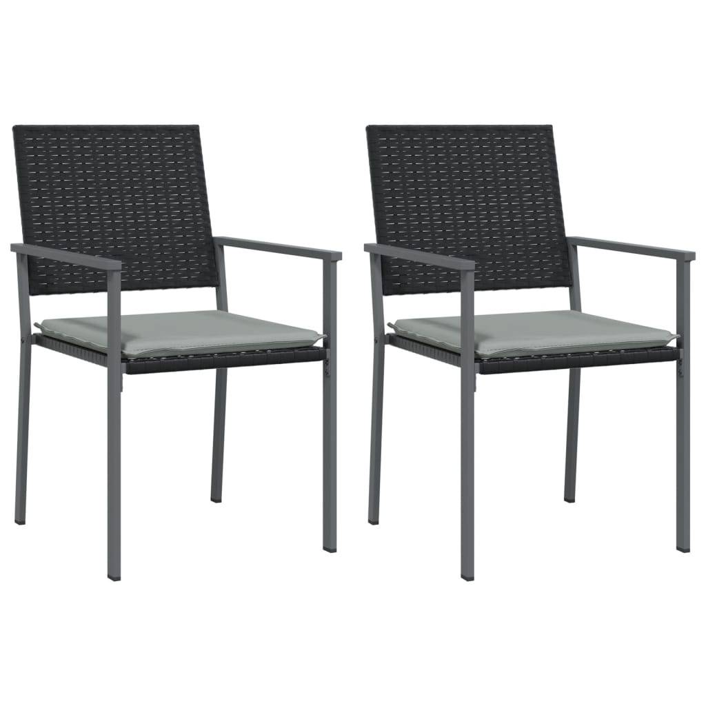PANGIVO - Chaises de jardin rotin noir avec coussins 54 x 62,5 x 89 cm - PANGIVO - Image 2