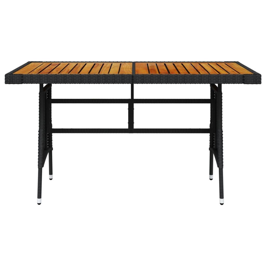 PANGIVO - Table de jardin noire résine tressée et acacia 130 x 70 x 72 cm - PANGIVO - Image 2