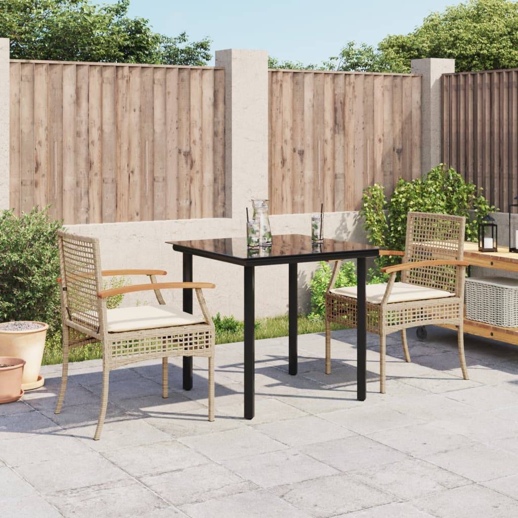 ComfortXL - Salon de jardin 2 personnes résine tressée chaises bois table verre beige – ComfortXL Outdoor Living - Image 1