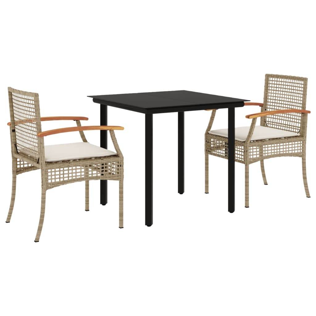 ComfortXL - Salon de jardin 2 personnes résine tressée chaises bois table verre beige – ComfortXL Outdoor Living - Image 2