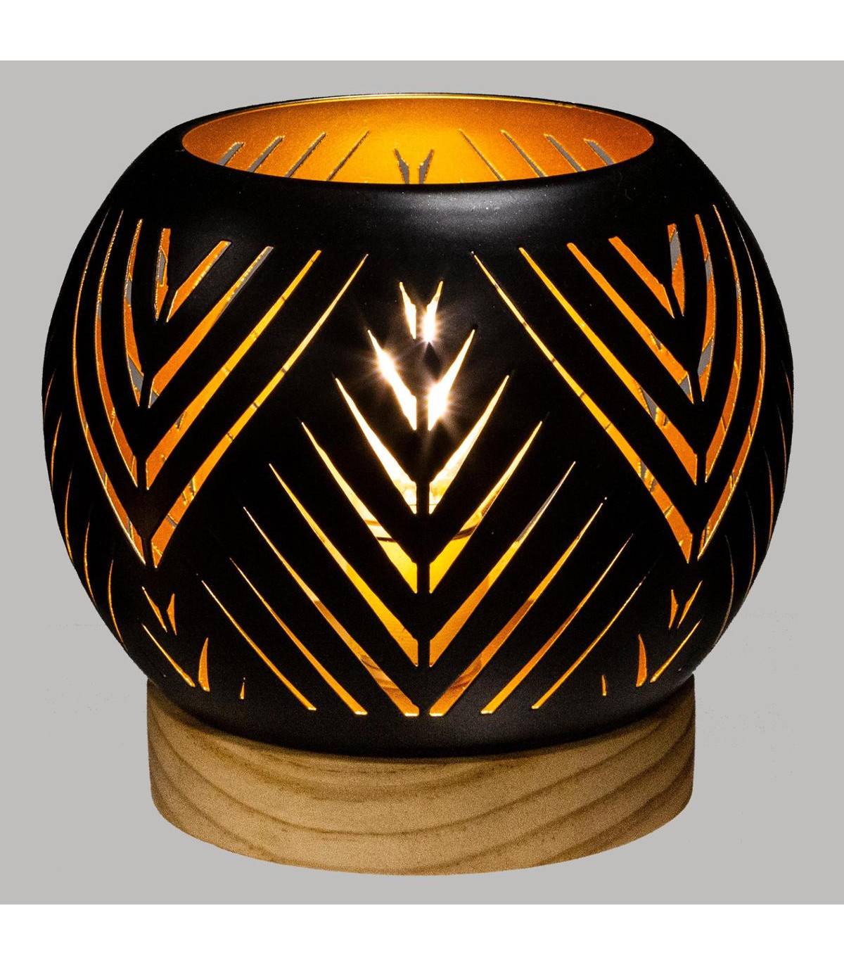 Photophore Boule LED en Bois et Métal - Image 2