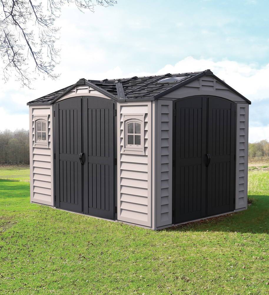 Duramax - Abri PVC DARK GREY Apex 8,05m² - kit fondation, 2 fenêtres, 2 puits de lumière - Gris Duramax - Image 3