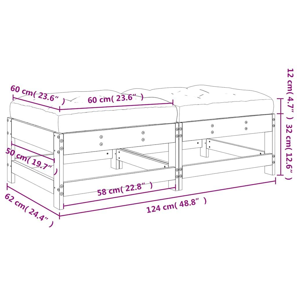 Vidaxl - Repose-pieds de jardin avec coussins lot de 2 marron miel vidaXL 825586 - Image 3