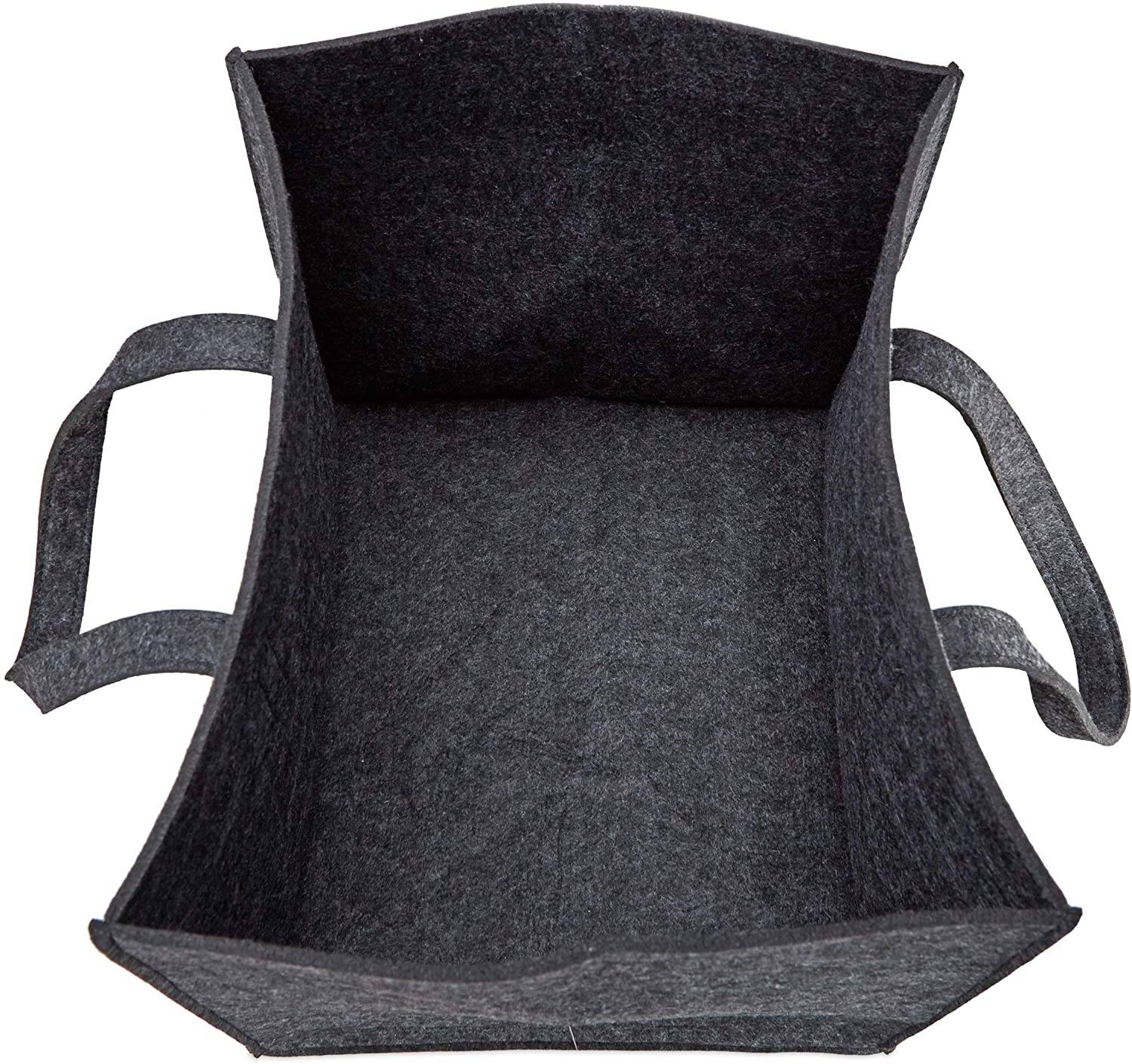 Helloshop26 - Panier sac à bûches de bois en feutre 2 poignées pliable porte revues 43 cm anthracite - Image 2