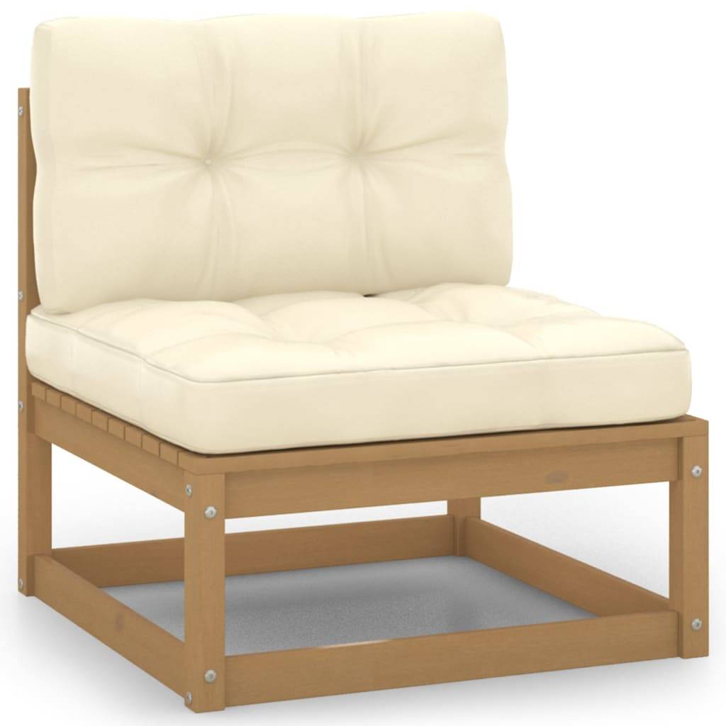 Helloshop26 - Salon de jardin meuble d'extérieur ensemble de mobilier 10 pièces avec coussins marron miel bois de pin - Image 3