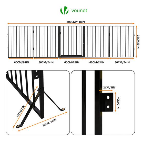 Barrière de sécurité GRANDE VERSION - 3M 5 panneaux - Noir - VOUNOT® - Image 6