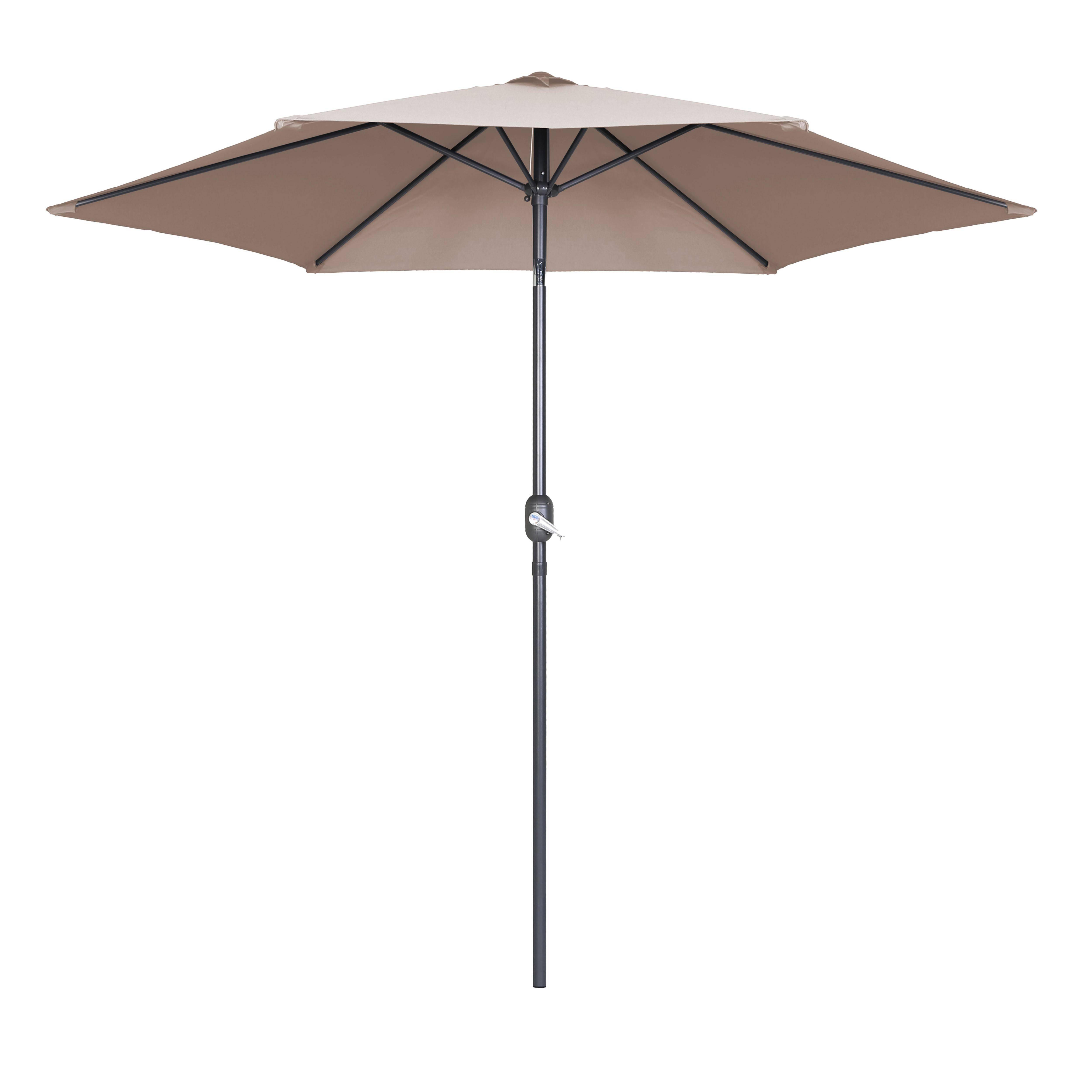 Oviala - Parasol droit inclinable 3m et 4 dalles lestées aluminium taupe Matera - Oviala - Image 3