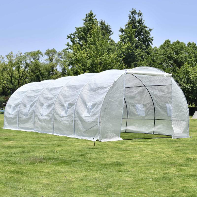 Serre tunnel 24m² PE armé 130gr/m² 10 lucarnes acier thermo laqué Green Protect - Image 2