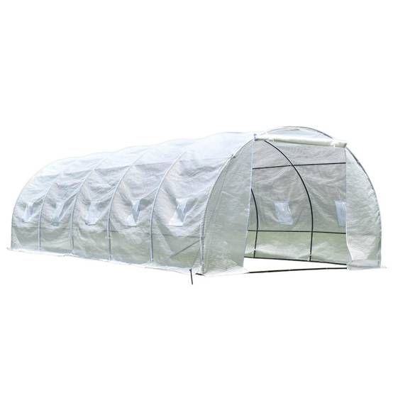Serre tunnel 24m² PE armé 130gr/m² 10 lucarnes acier thermo laqué Green Protect - Image 6