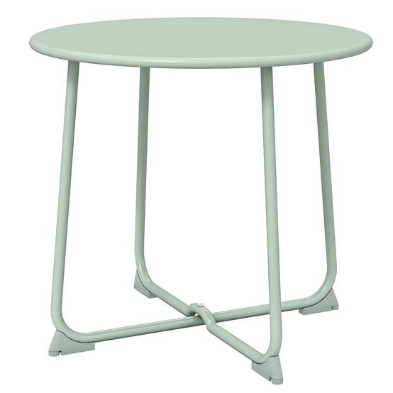 Table basse extérieure pour 2 personnes, table de jardin ronde base en X avec structure métal, Ø 50 x 45,5 cm vert foncé - Image 2