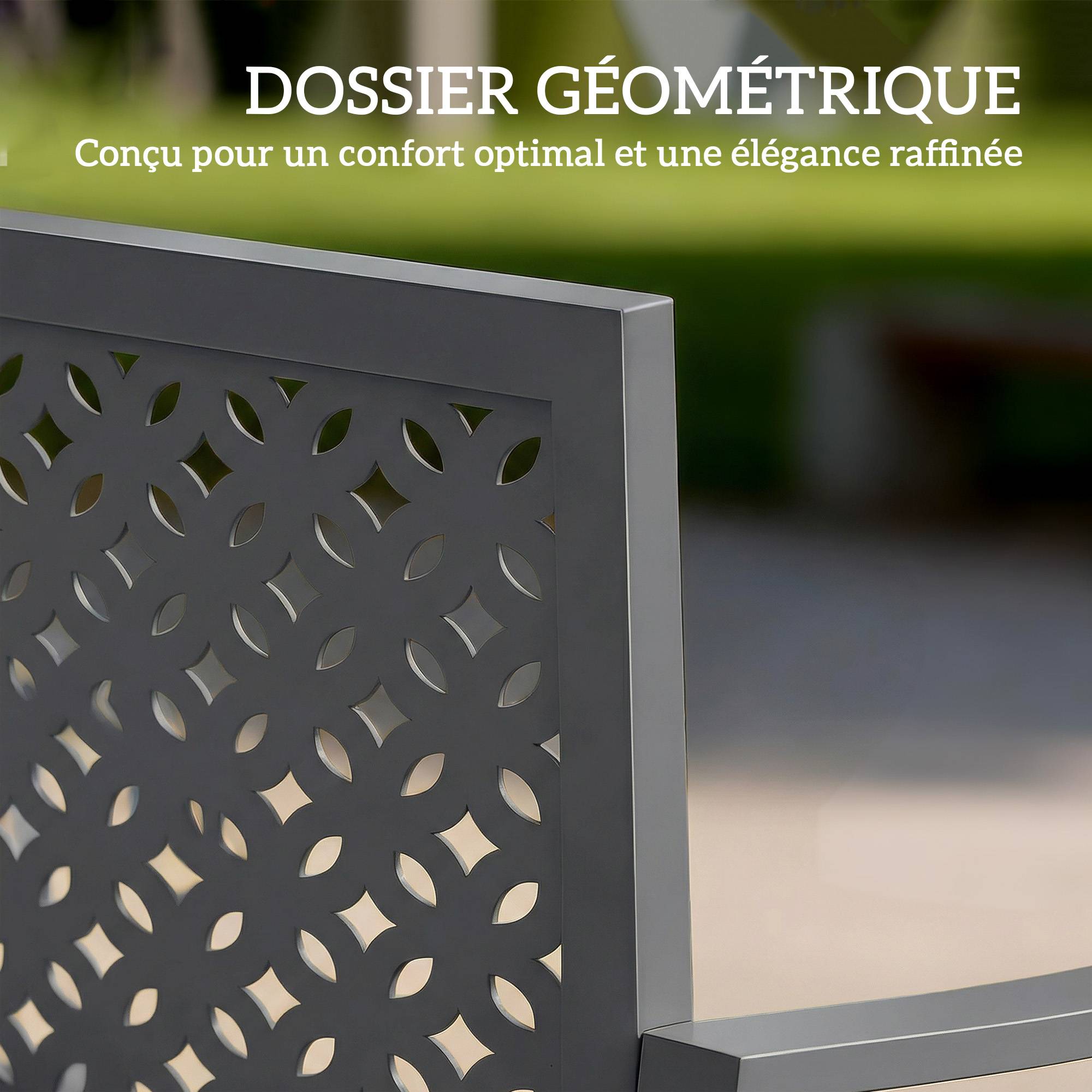 ComfortXL - Banc de Jardin Métal Acier Dossier Géométrique 127x61x85cm Gris Foncé - ComfortXL Outdoor Living - Image 8