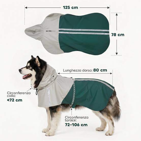 Sans Marque - Imperméable chiens géants 30 à 40 kg capuche verte - Image 5