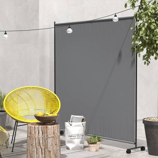 Paravent extérieur métal et polyester gris 183 x 30 x 181 cm - PANGIVO - Image 4