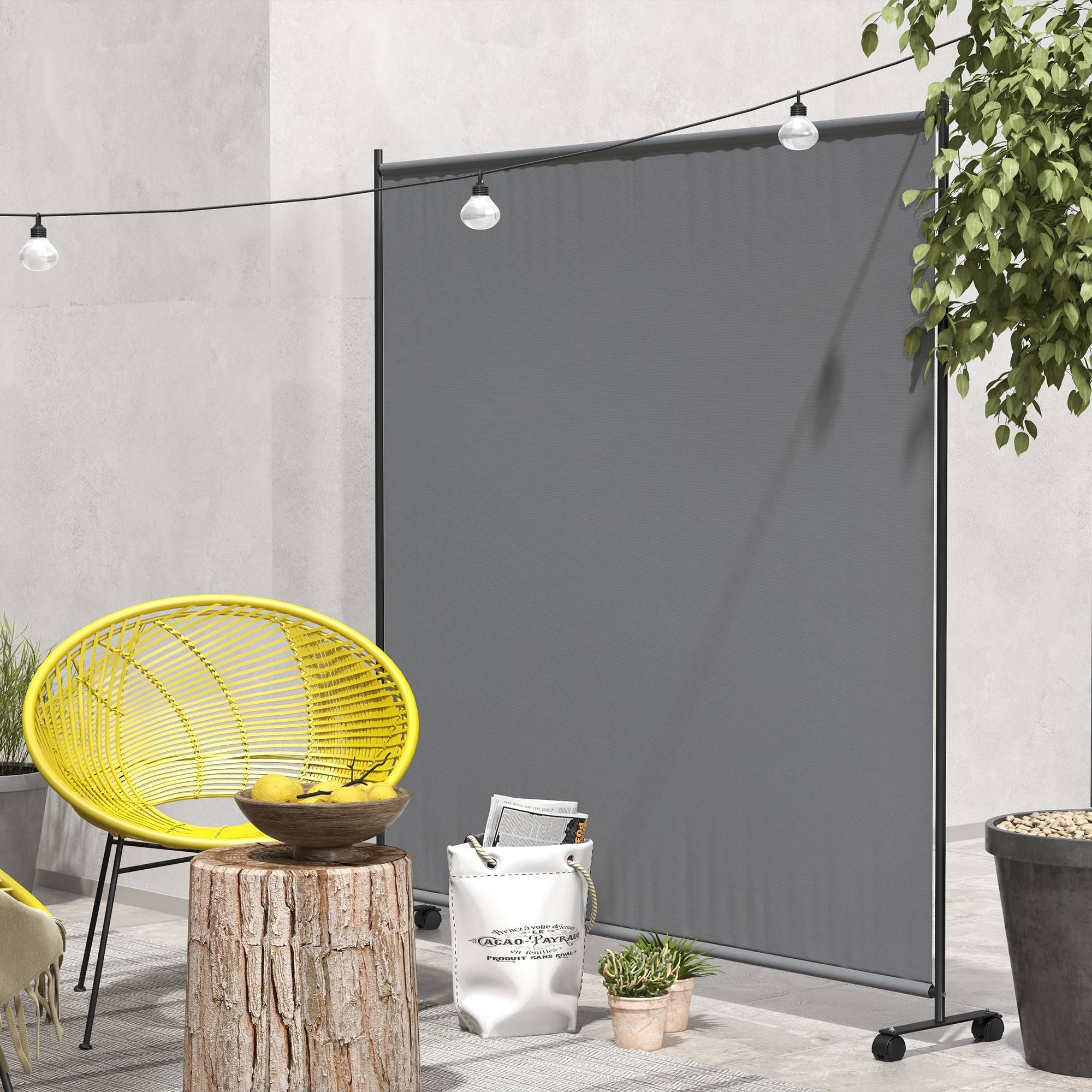 Paravent extérieur métal et polyester gris 183 x 30 x 181 cm - PANGIVO - Image 4